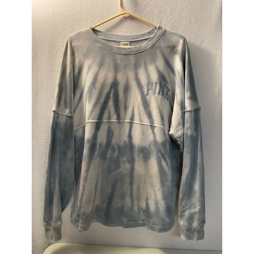 PINK sweatshirt Pullover size Medium blue white long sleeve super soft